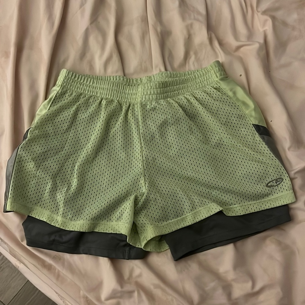 champion double layered girls athletic shorts